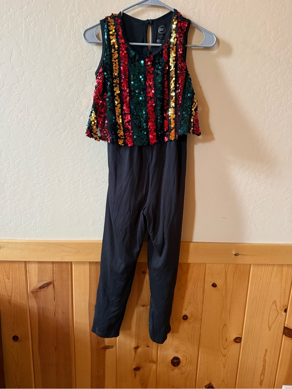 Wonder Nation Girls L 10-12 Plus Black Sequin Jumpsuit Holiday Party Outfit